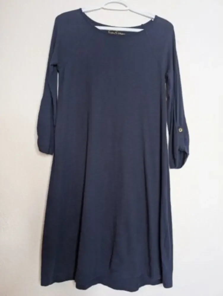 Lilly Pulitzer UPF 50+ Sophie Navy Blue Boat Neck Dress‎ XS gold button 26198